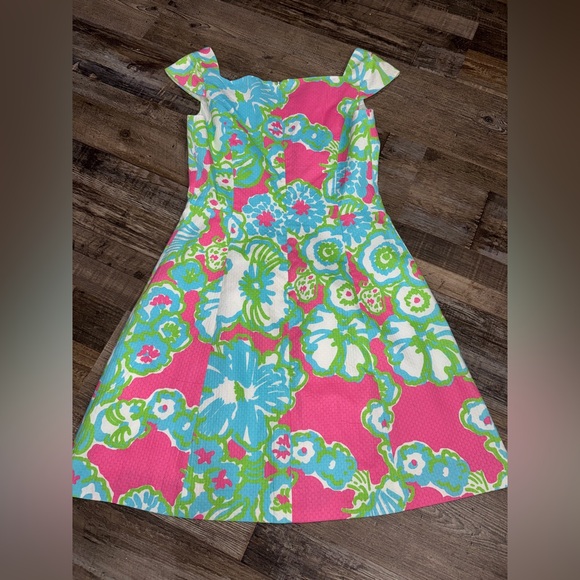 Lilly Pulitzer Pink Blue Green Floral A-Line Dress | Size 8 - Picture 3 of 5